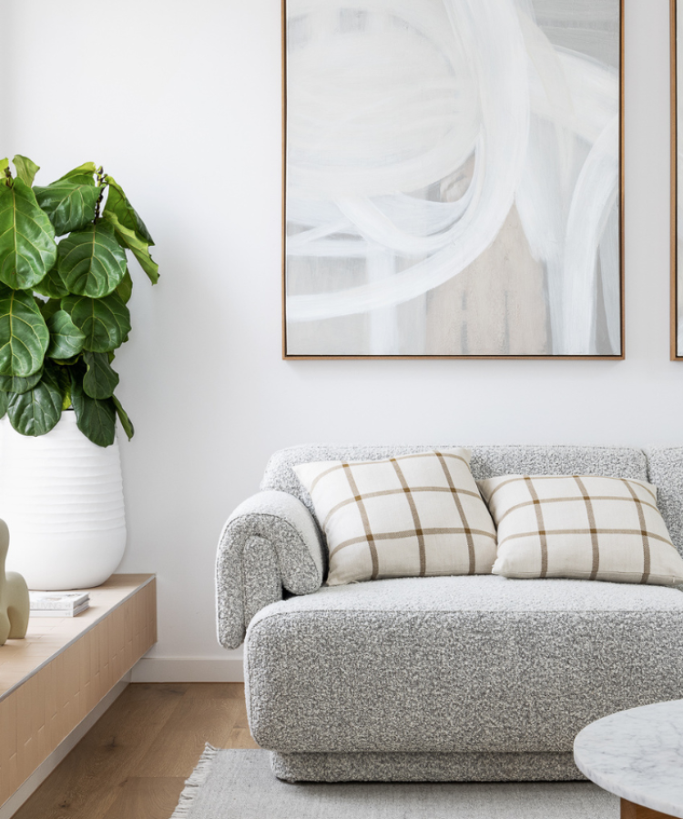minimalistic living room with pastal colours